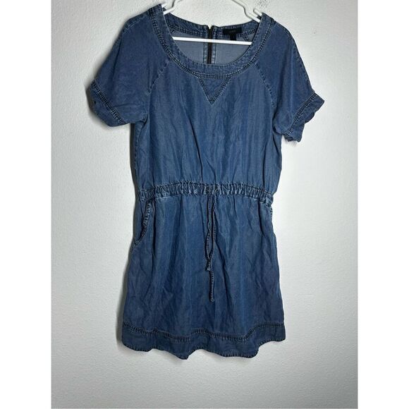 J. Crew Blue Chambray Denim Drawstring Romantic Dress Size M - Picture 1 of 10